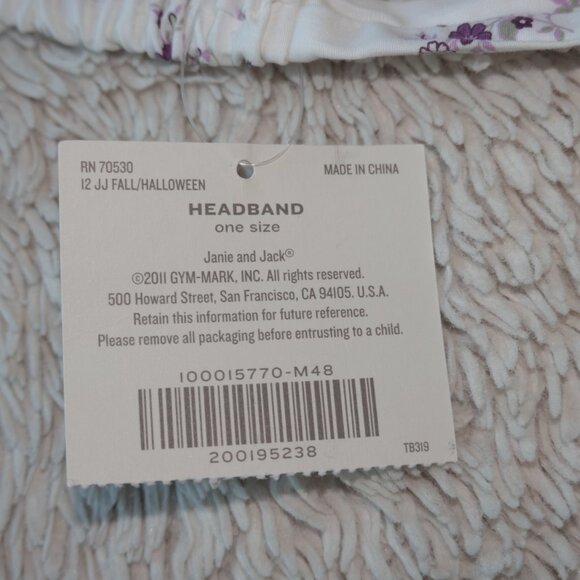 Janie and Jack Baby Floral Bow Soft Headband White Purple, New With Tags, NWT - Picture 3 of 5